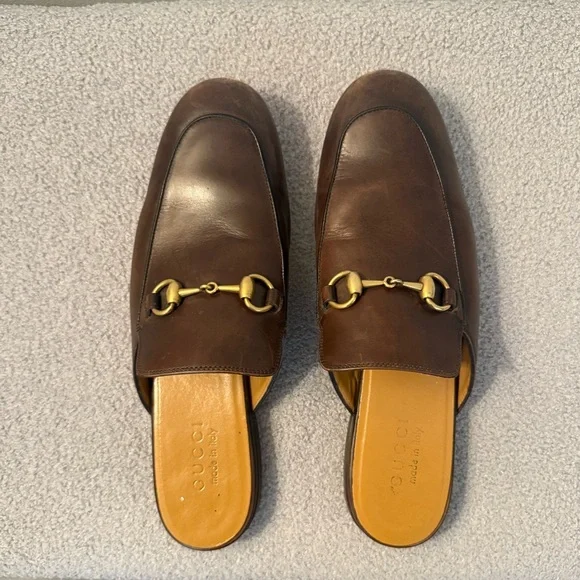 Gucci Brown Gold Loafers Slip-Ons Gucci Shoes Jordaan Size 12 Brown Printed Canvas Bit Loafers  main image 4